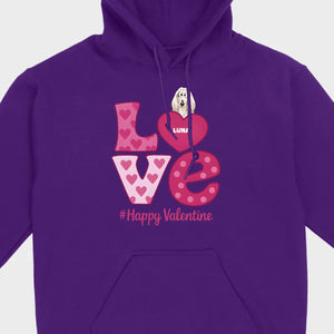 Dog Graphic Valentine Tee – Pink “LOVE” Design with “#Happy Valentine” - 89Prints