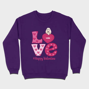 Dog Graphic Valentine Tee – Pink “LOVE” Design with “#Happy Valentine” - 89Prints