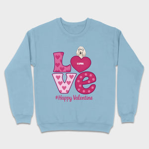 Dog Graphic Valentine Tee – Pink “LOVE” Design with “#Happy Valentine” - 89Prints