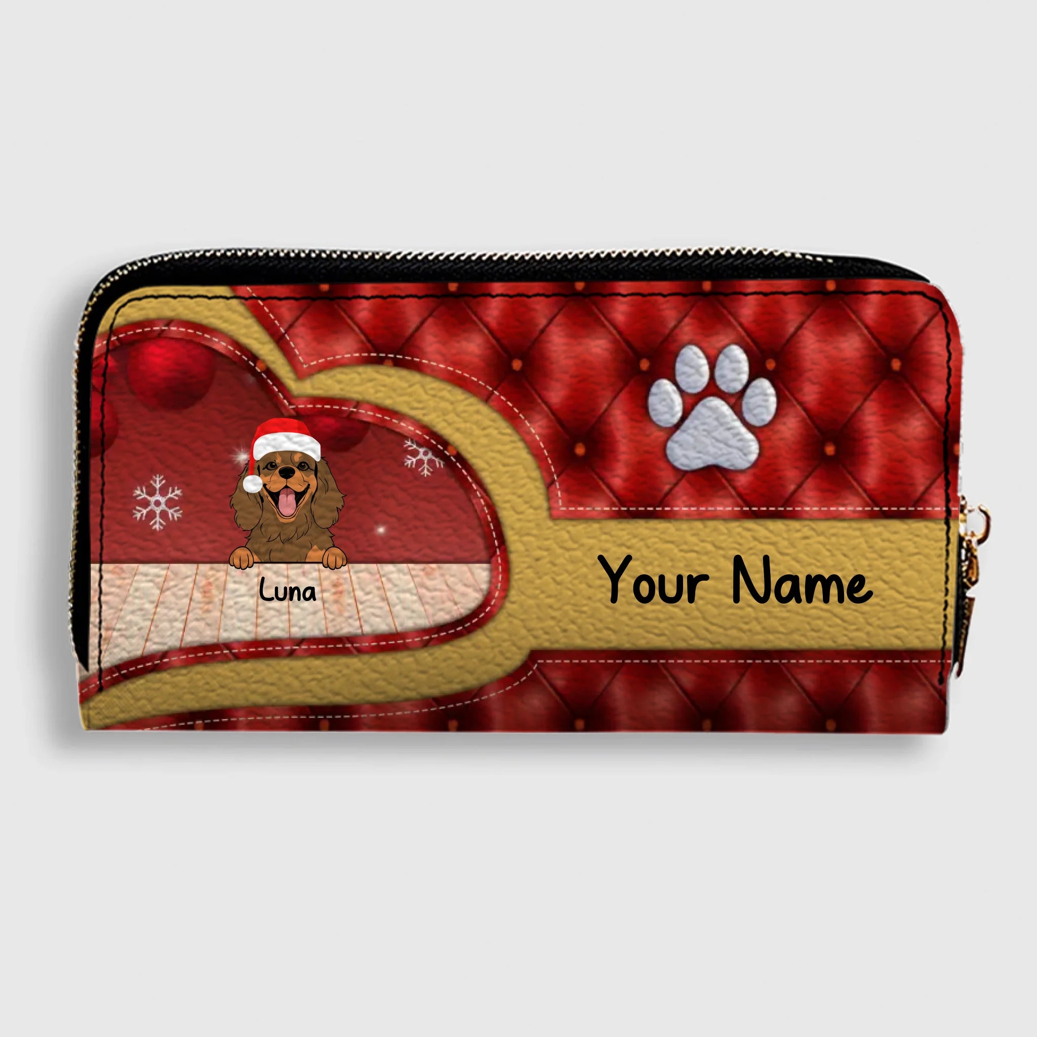 Cozy Christmas Leather Wallet – Custom Gift | 89Prints