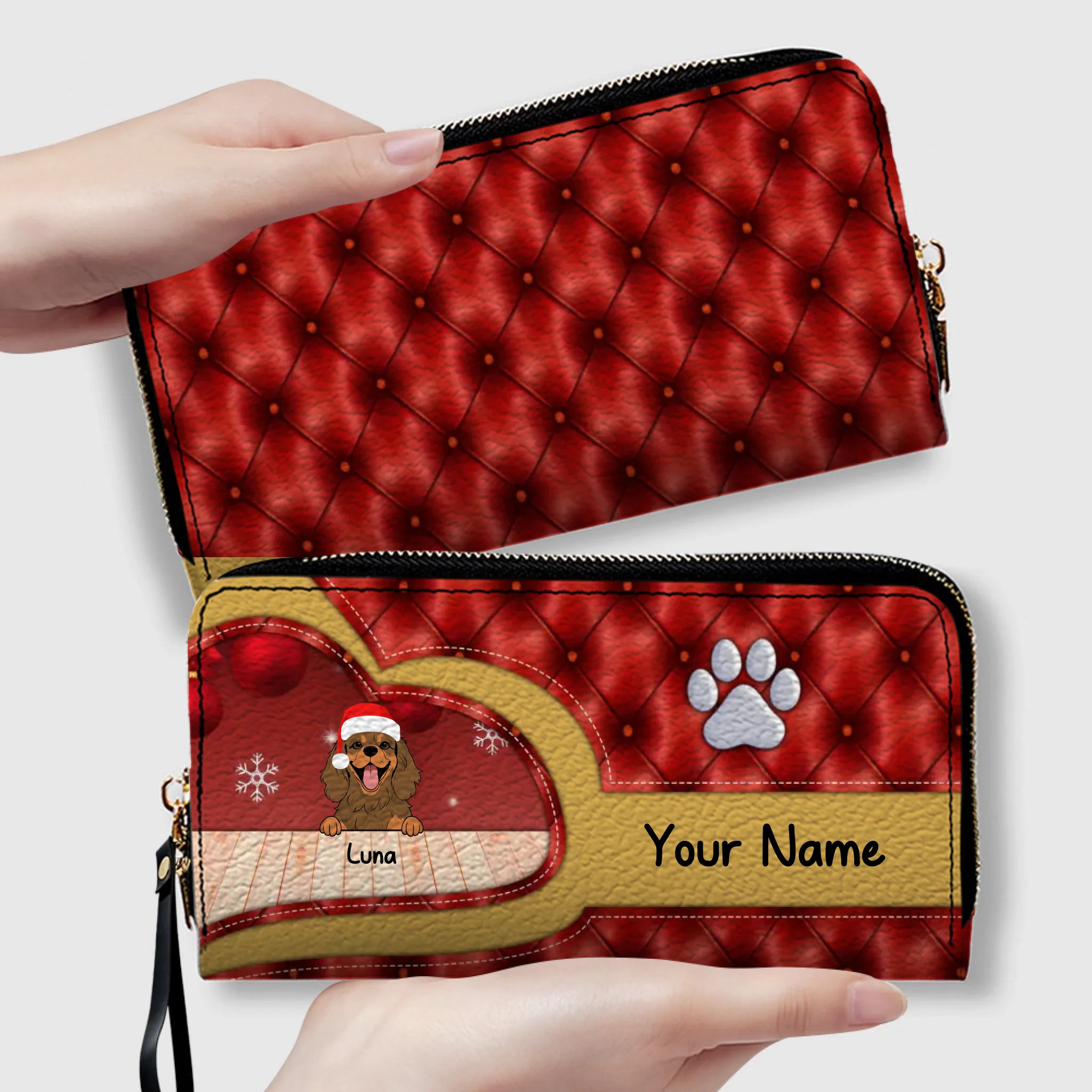 Cozy Christmas Leather Wallet – Custom Gift | 89Prints