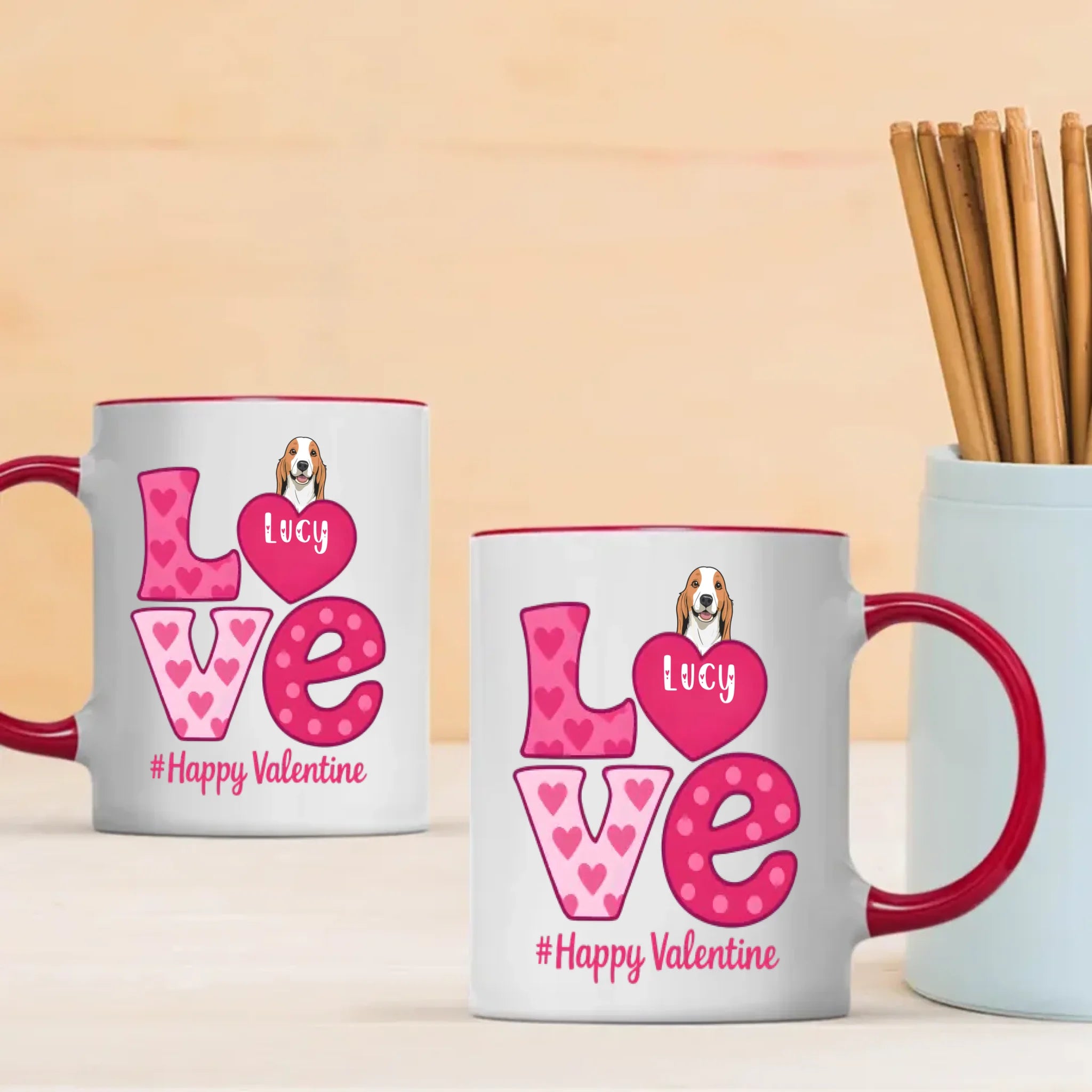 Beautiful Valentines Dog Mom Gift – Personalized Custom Dog Mug for a Lovely Valentine’s Day – 89Prints