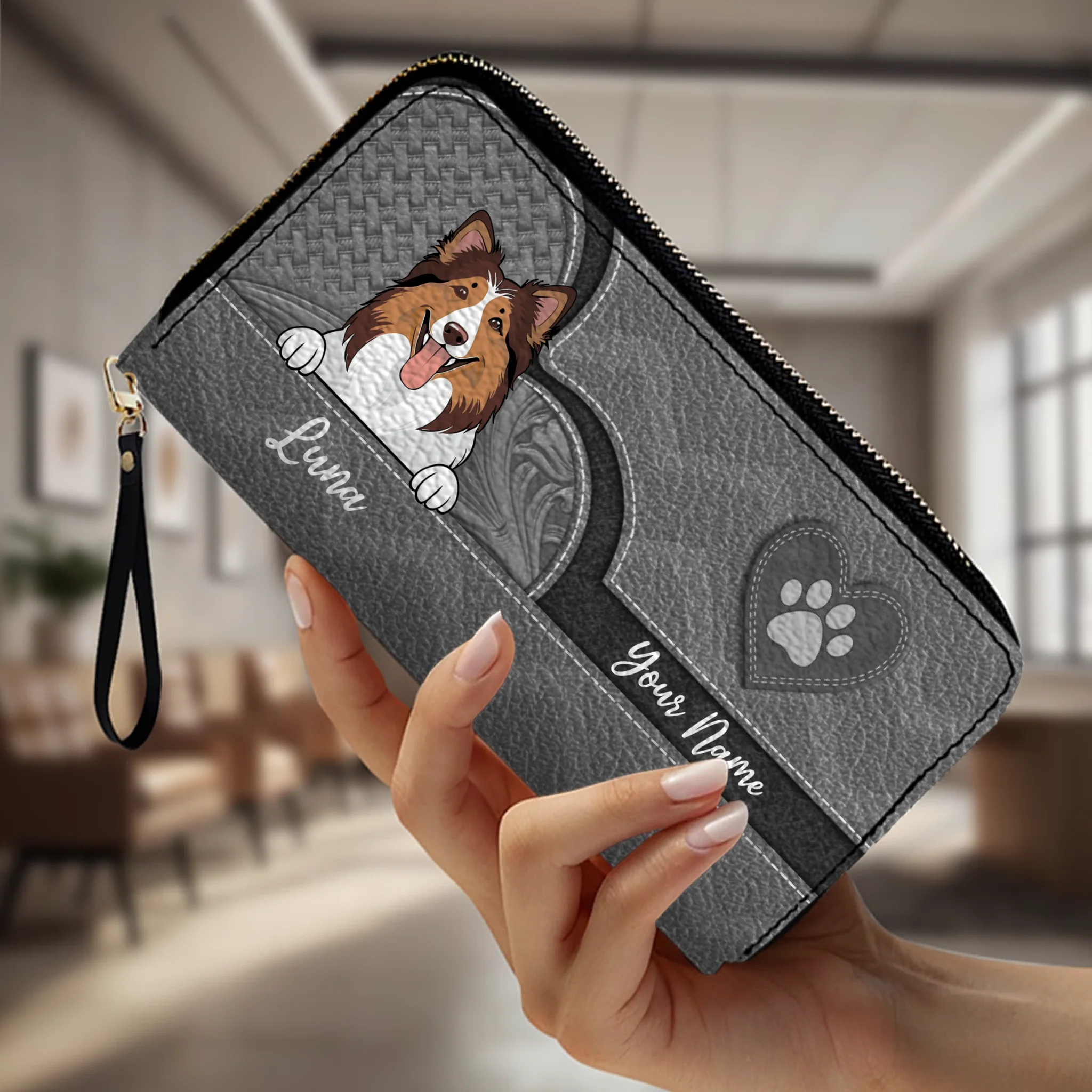 Personalized Pawprint Leather Wallets – Custom Gifts for Dog & Cat Owners | 89Prints