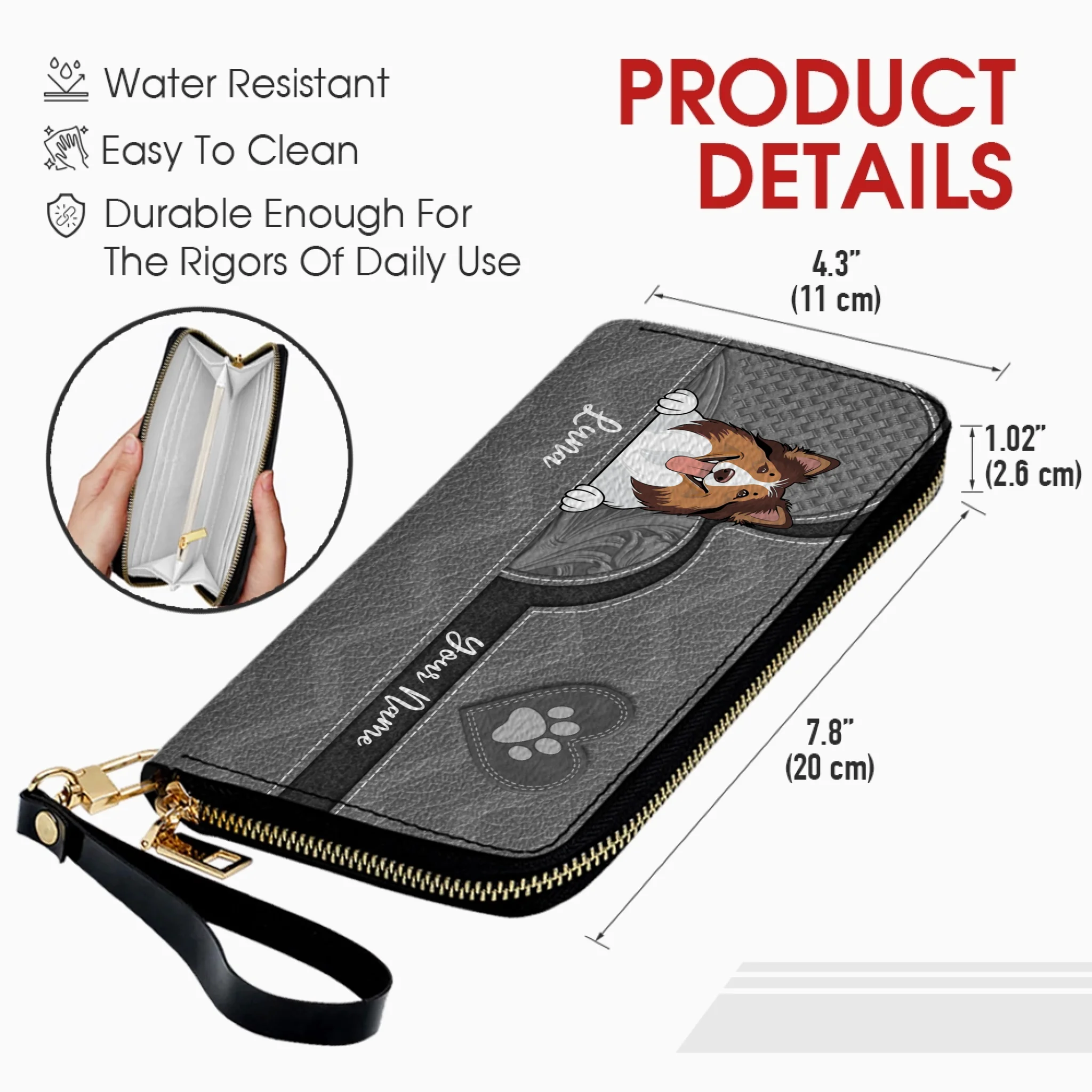 Personalized Pawprint Leather Wallets – Custom Gifts for Dog & Cat Owners | 89Prints