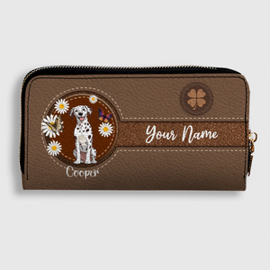 Daisy Floral Dog Leather Wallet – Personalized & Customized | 89Prints