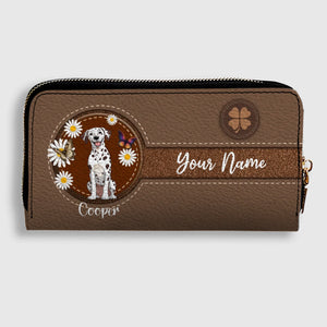 Daisy Floral Dog Leather Wallet – Personalized & Customized | 89Prints