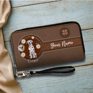 Daisy Floral Dog Leather Wallet – Personalized & Customized | 89Prints