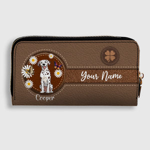 Daisy Floral Dog Leather Wallet – Personalized & Customized | 89Prints