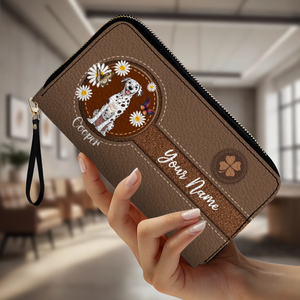 Daisy Floral Dog Leather Wallet – Personalized & Customized | 89Prints
