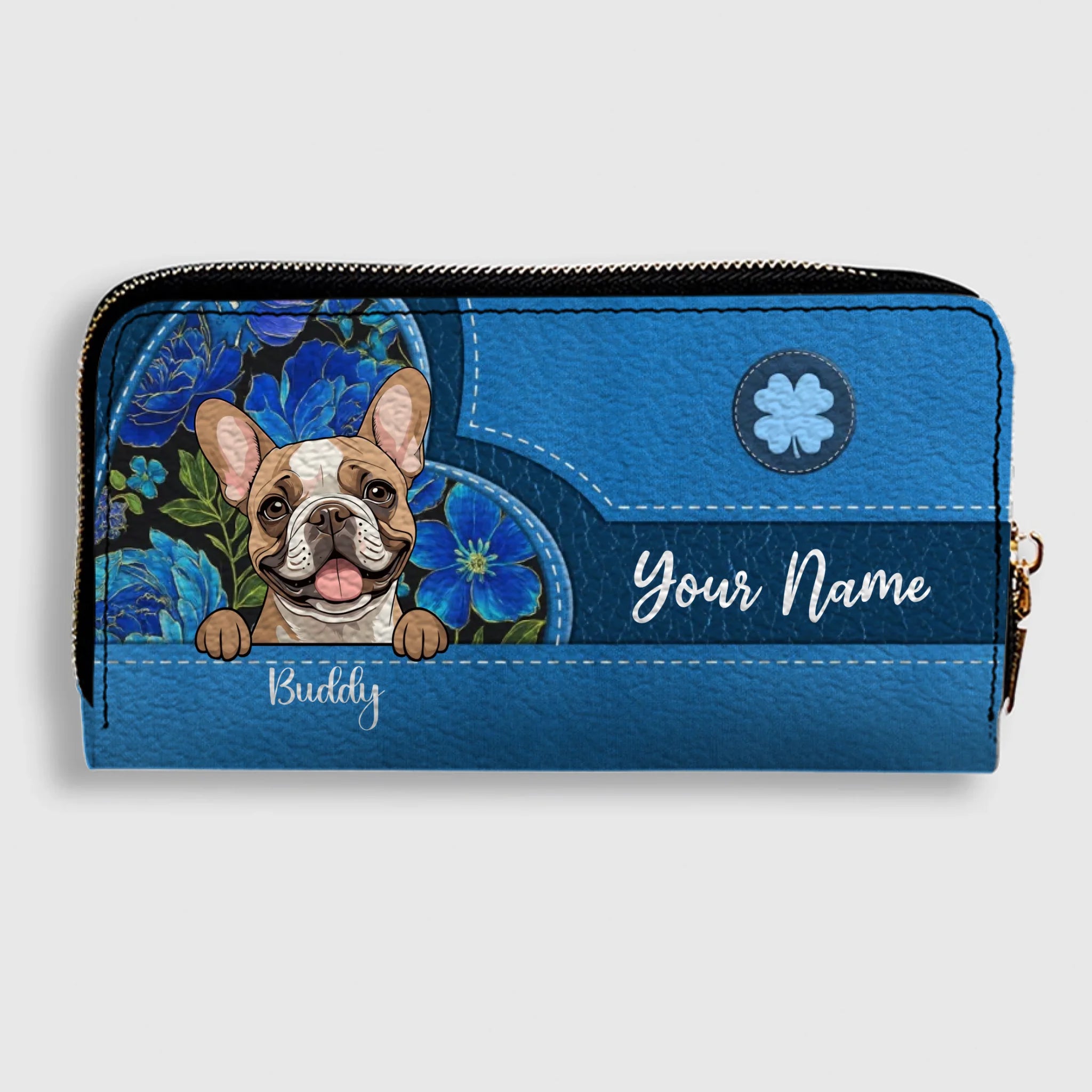 Floral Pawprint Leather Wallet – Personalized Gift for Pet Lovers | 89Prints