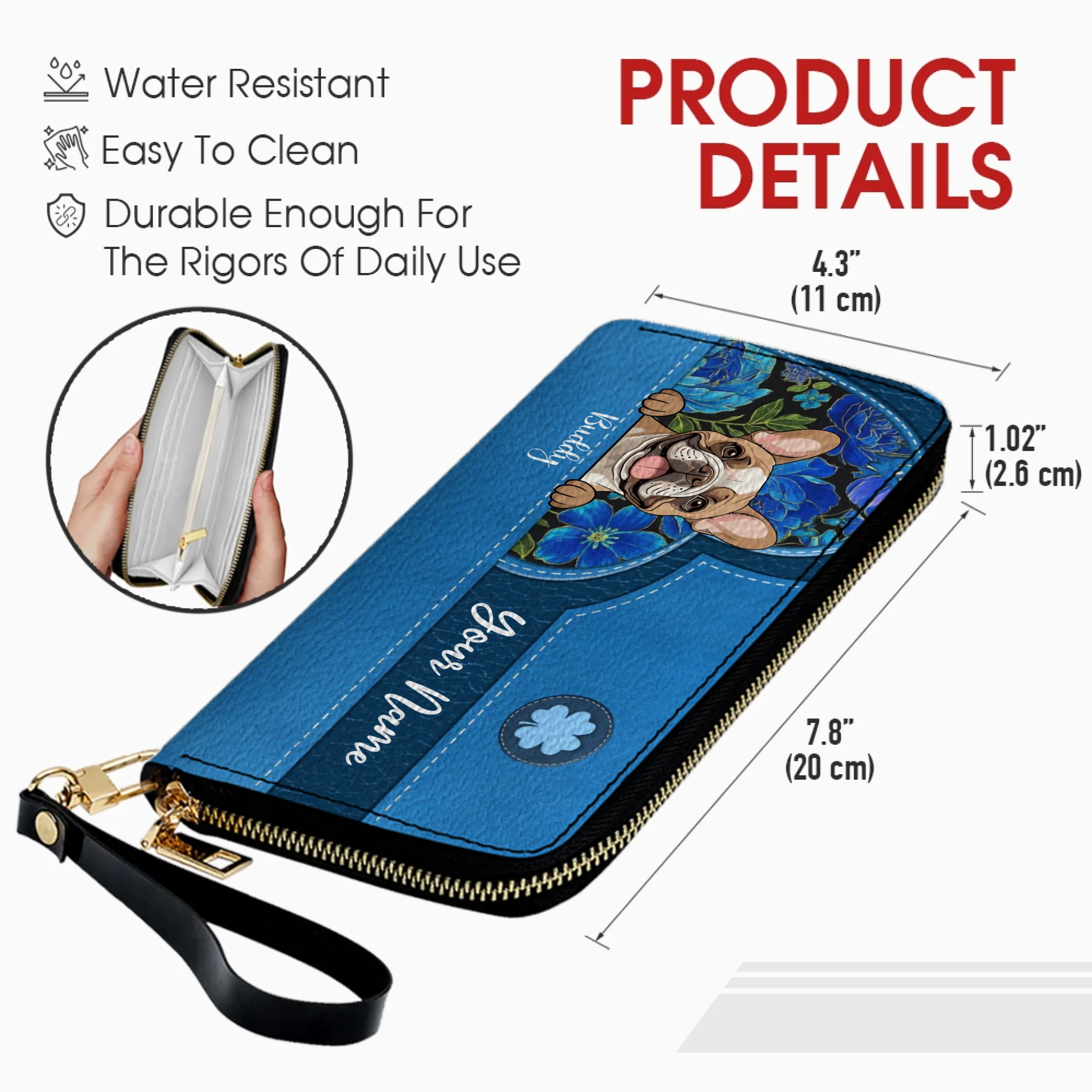 Floral Pawprint Leather Wallet – Personalized Gift for Pet Lovers | 89Prints