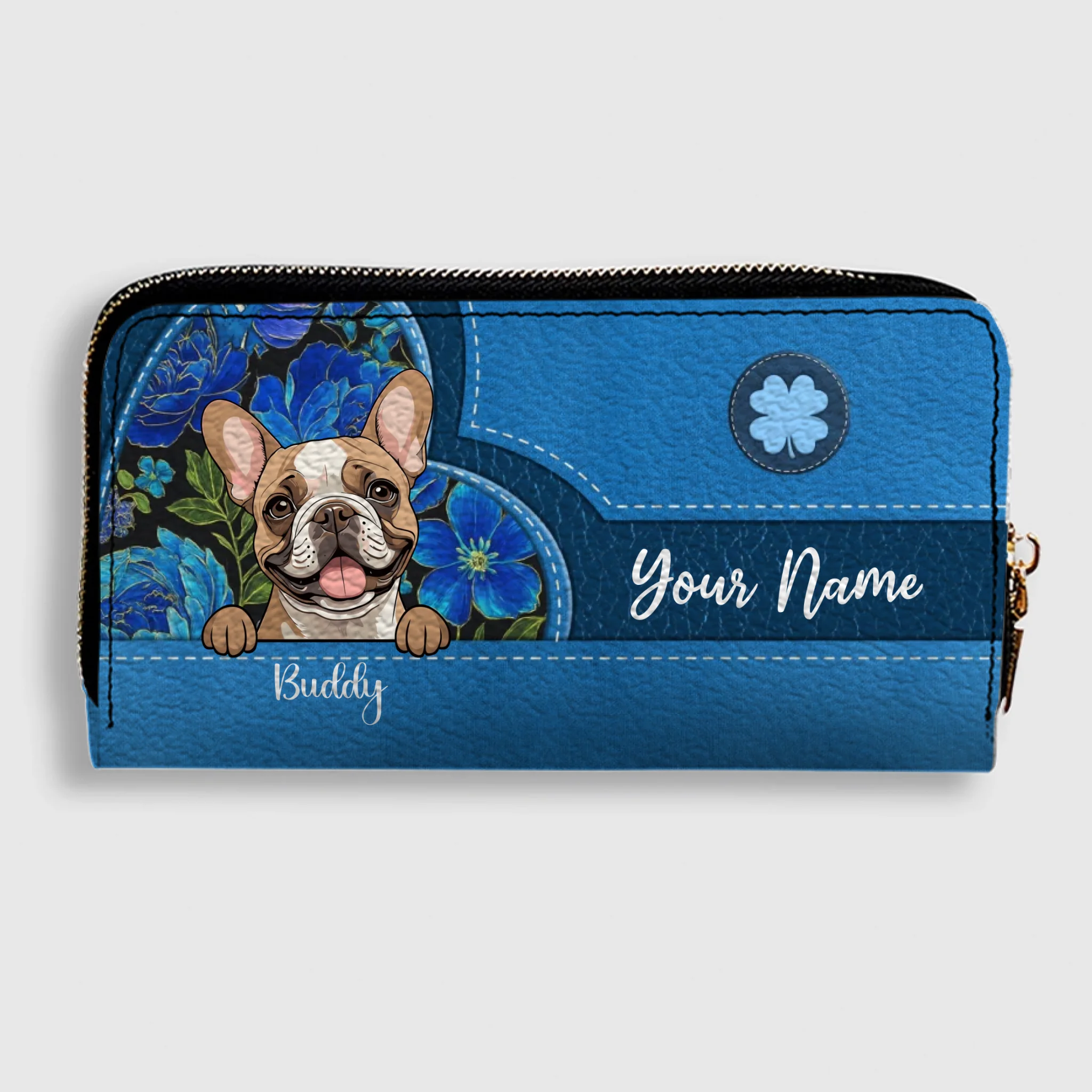 Floral Pawprint Leather Wallet – Personalized Gift for Pet Lovers | 89Prints