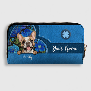 Floral Pawprint Leather Wallet – Personalized Gift for Pet Lovers | 89Prints