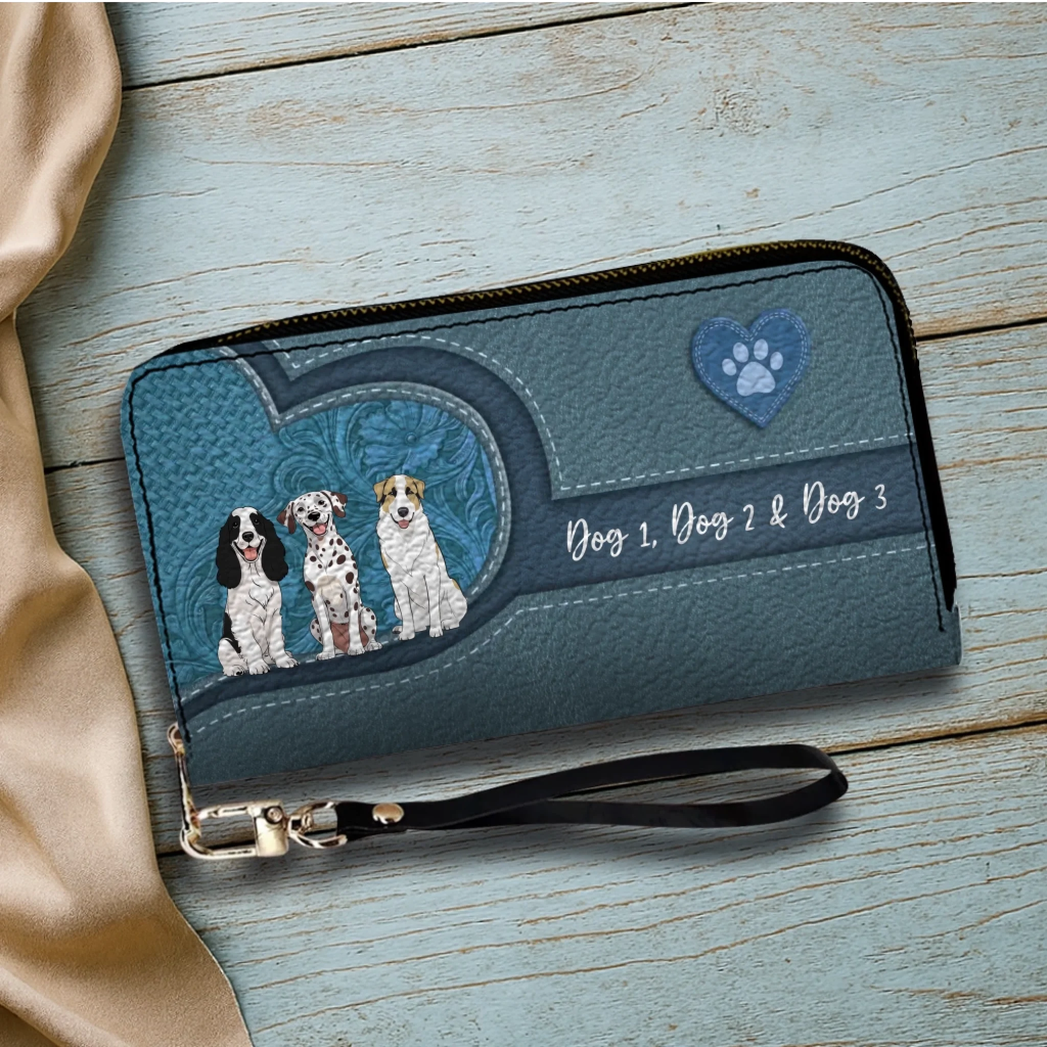 Long Leather Wallet for Dog Lovers – Custom Name Option - 89Prints