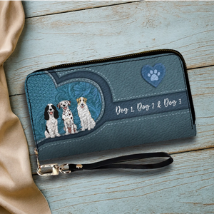 Long Leather Wallet for Dog Lovers – Custom Name Option - 89Prints
