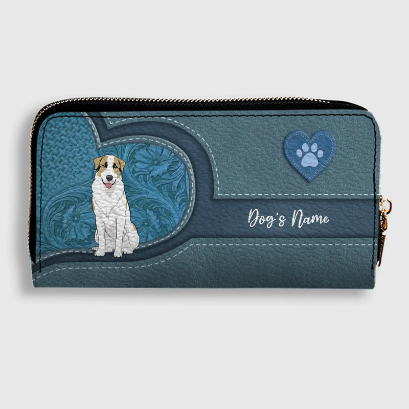 Long Leather Wallet for Dog Lovers – Custom Name Option - 89Prints