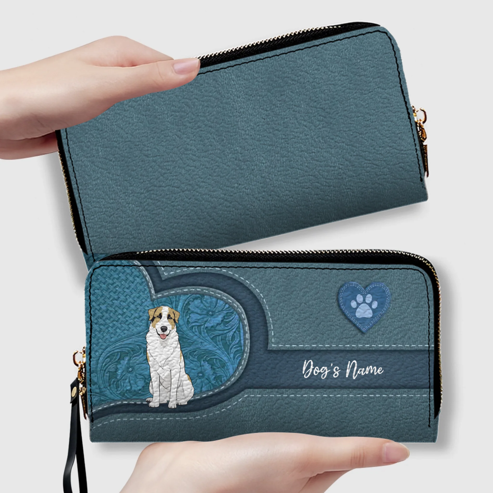 Long Leather Wallet for Dog Lovers – Custom Name Option - 89Prints