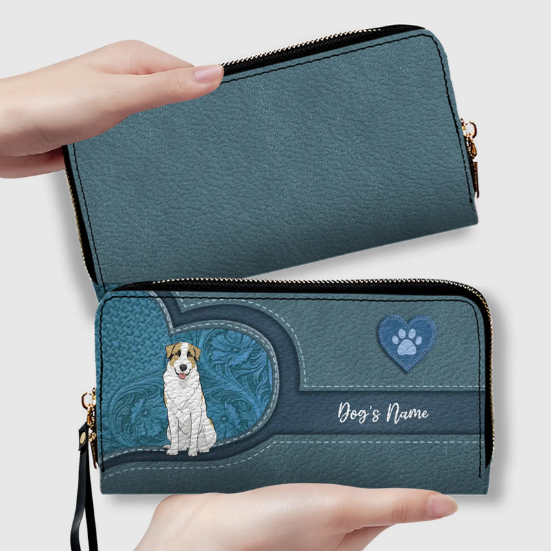 Long Leather Wallet for Dog Lovers – Custom Name Option - 89Prints
