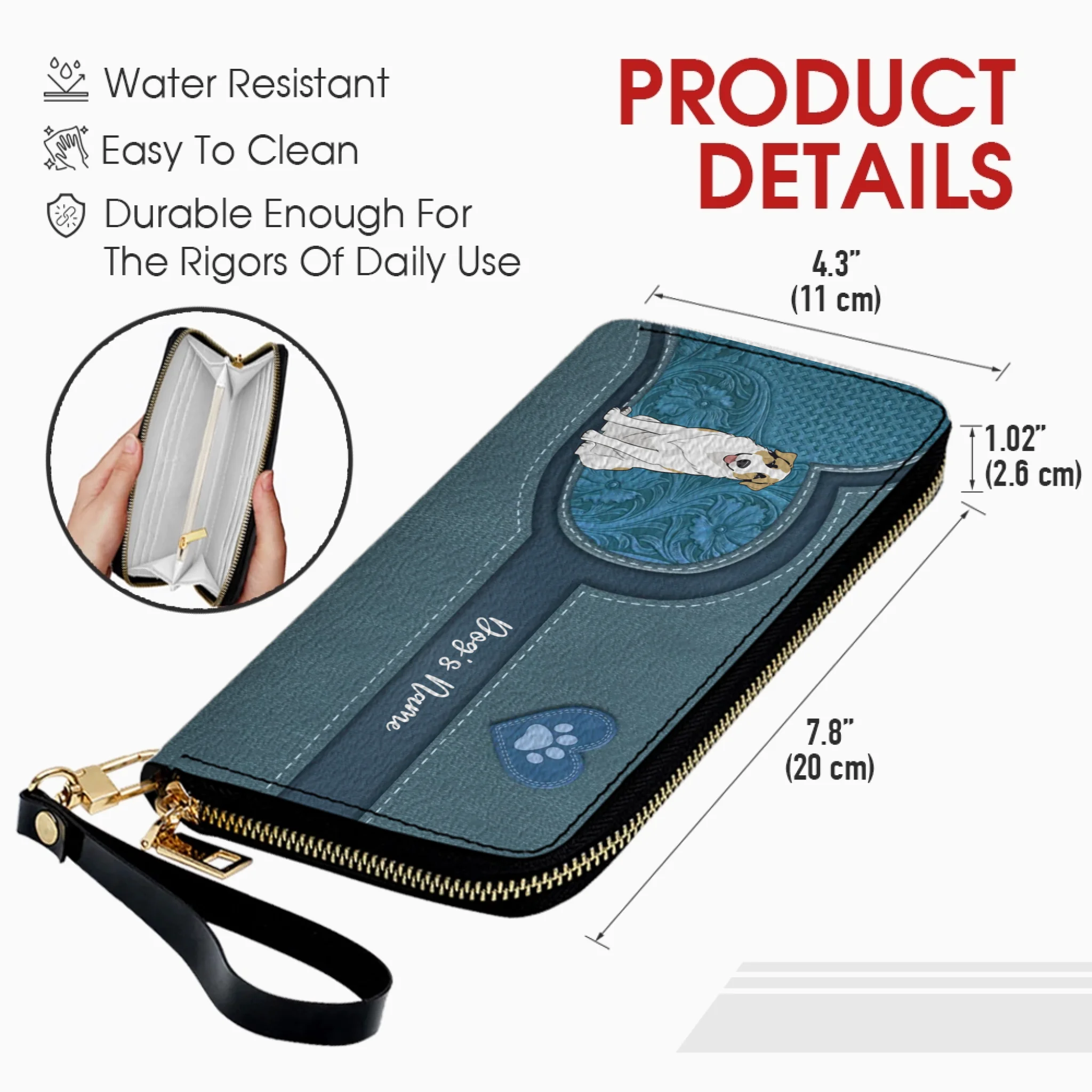 Long Leather Wallet for Dog Lovers – Custom Name Option - 89Prints