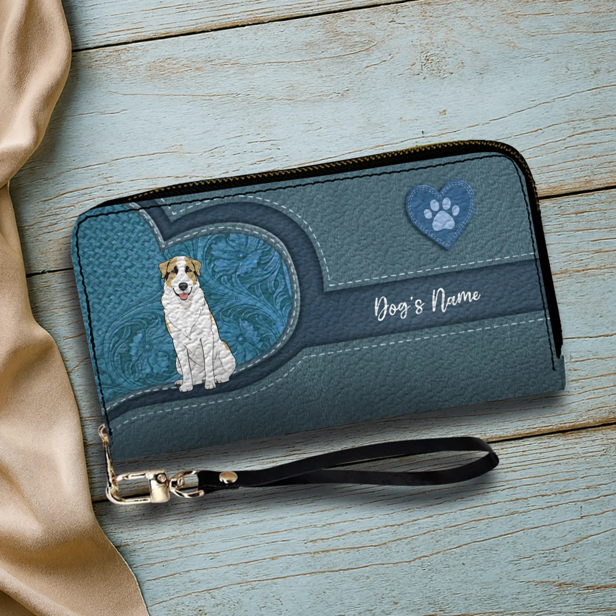 Long Leather Wallet for Dog Lovers – Custom Name Option - 89Prints
