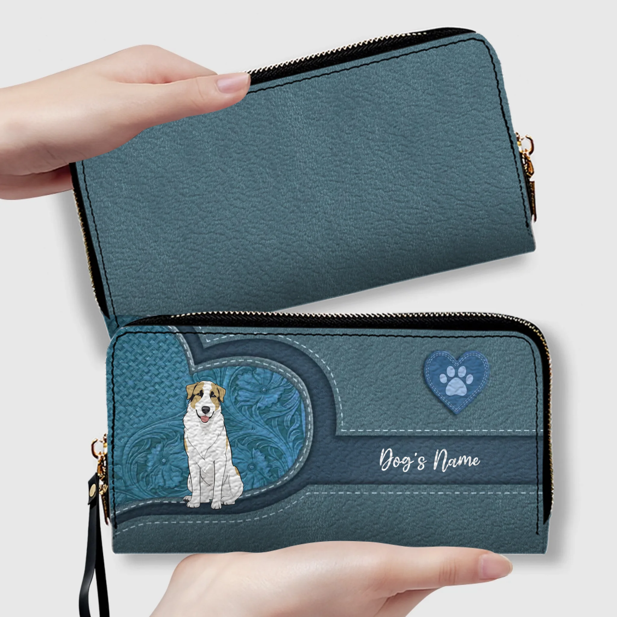 Long Leather Wallet for Dog Lovers – Custom Name Option - 89Prints