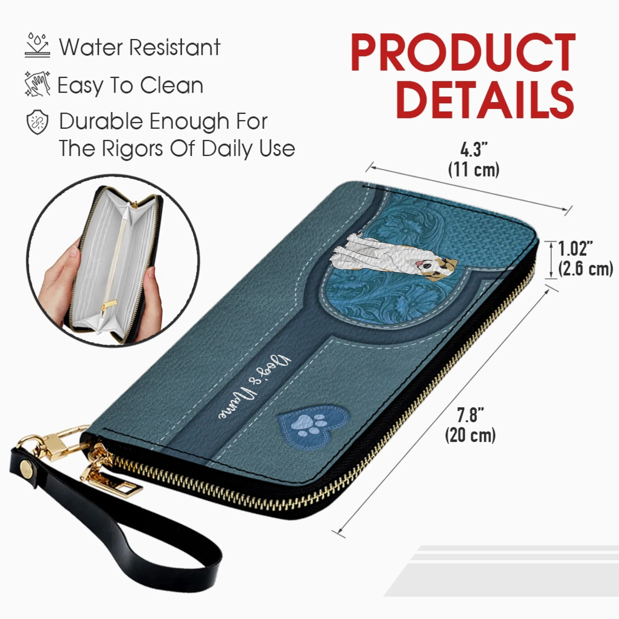 Long Leather Wallet for Dog Lovers – Custom Name Option - 89Prints