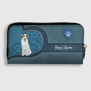 Long Leather Wallet for Dog Lovers – Custom Name Option - 89Prints