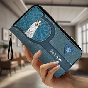 Long Leather Wallet for Dog Lovers – Custom Name Option - 89Prints