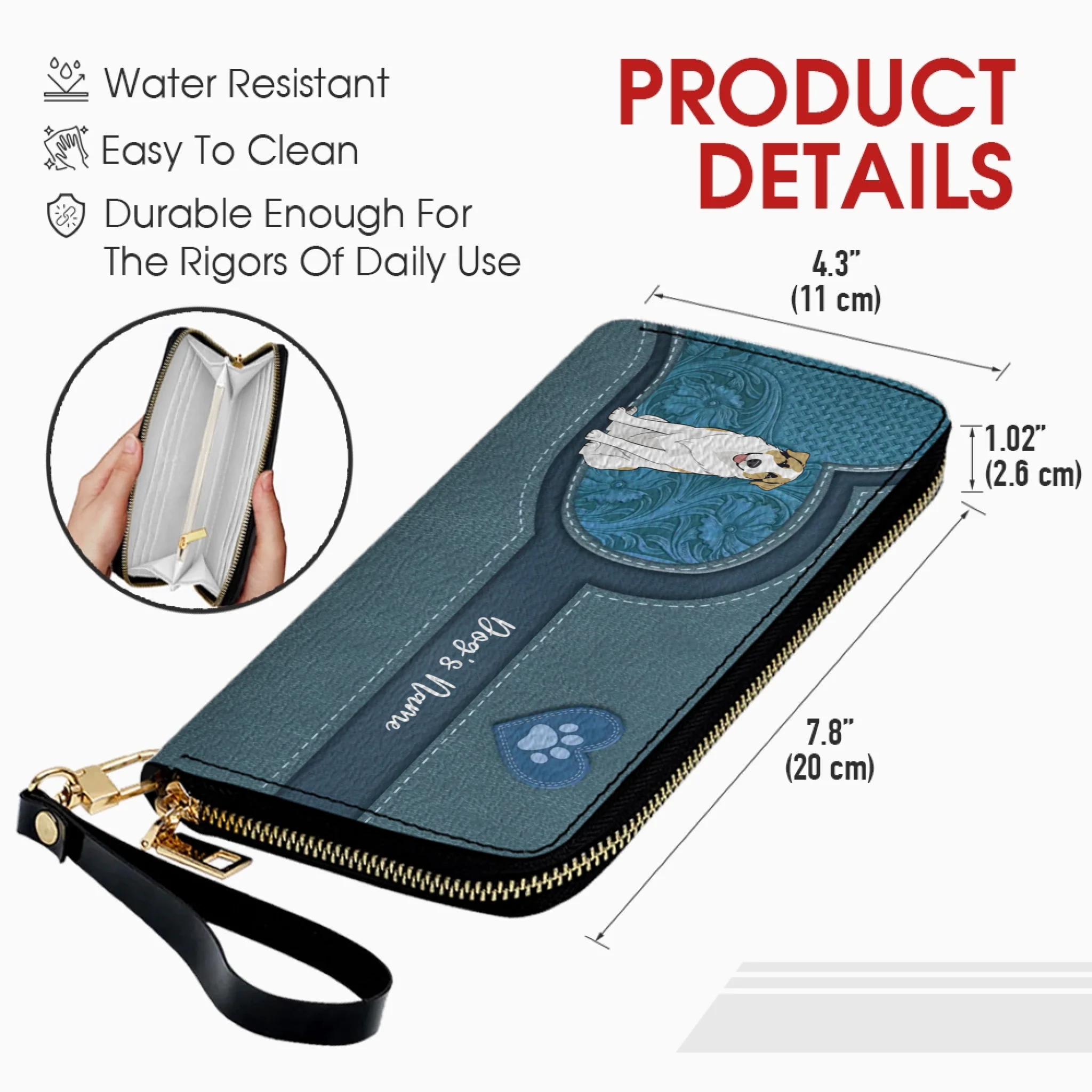 Long Leather Wallet for Dog Lovers – Custom Name Option - 89Prints