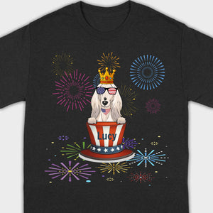 4th of July Dog Shirt – Cute Patriotic Pup with Fireworks & USA Hat - 89Prints