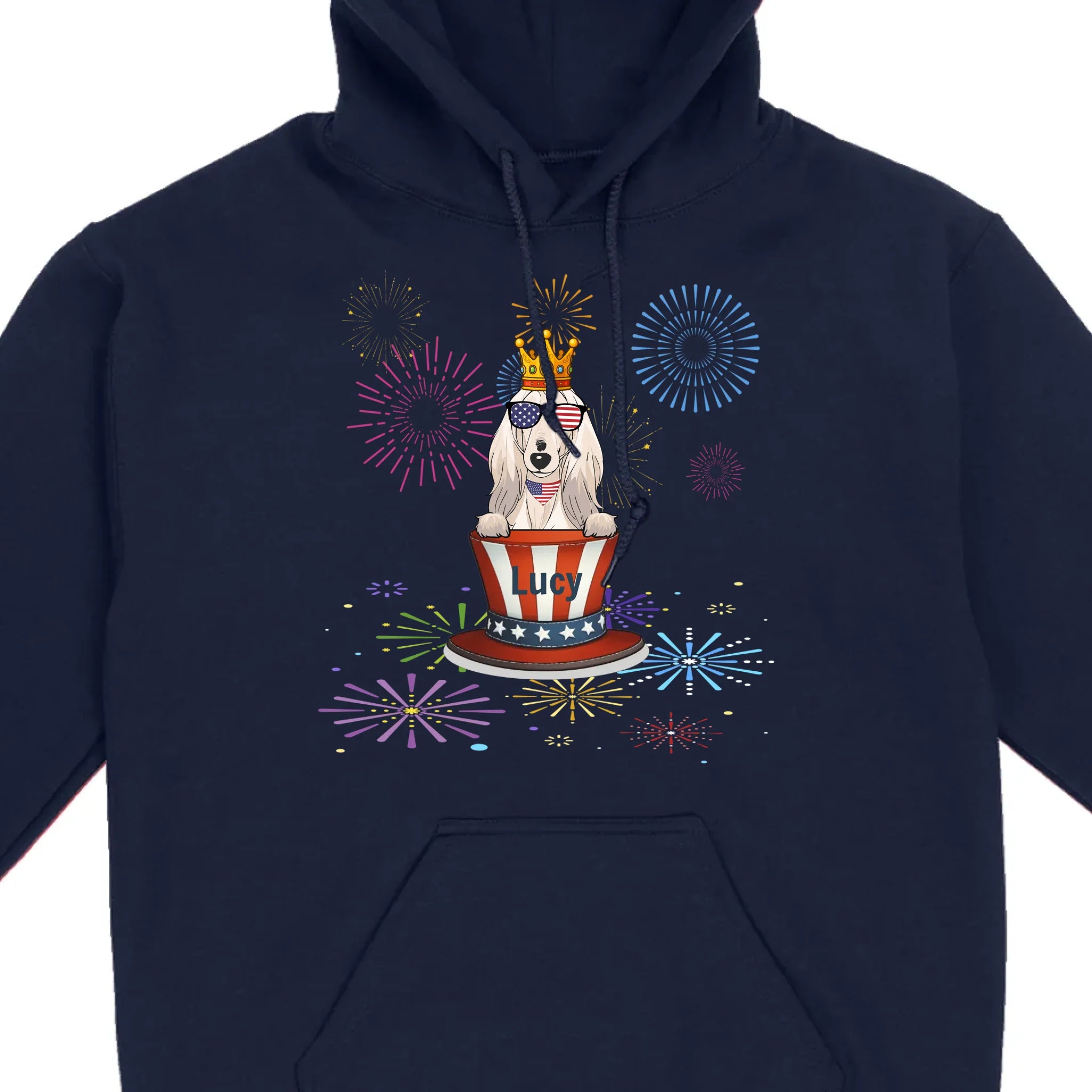 4th of July Dog Shirt – Cute Patriotic Pup with Fireworks & USA Hat - 89Prints