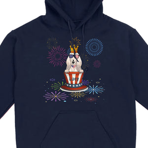 4th of July Dog Shirt – Cute Patriotic Pup with Fireworks & USA Hat - 89Prints