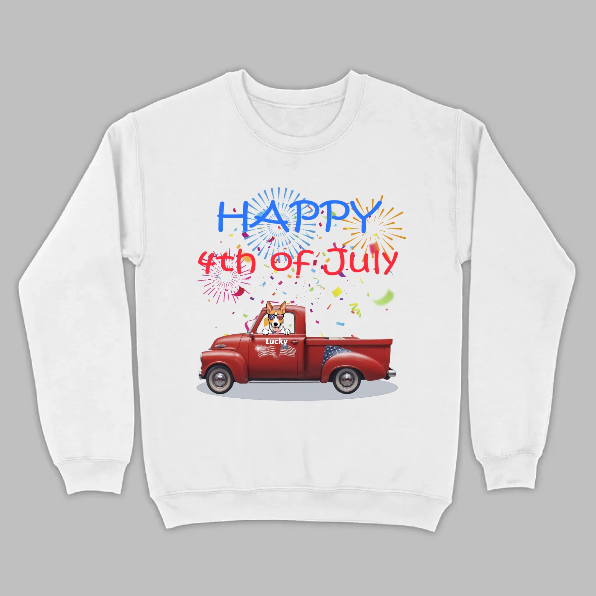 Personalized 4th of July Dog Shirt – Happy 4th of July Day Pup with Fireworks - 89Prints