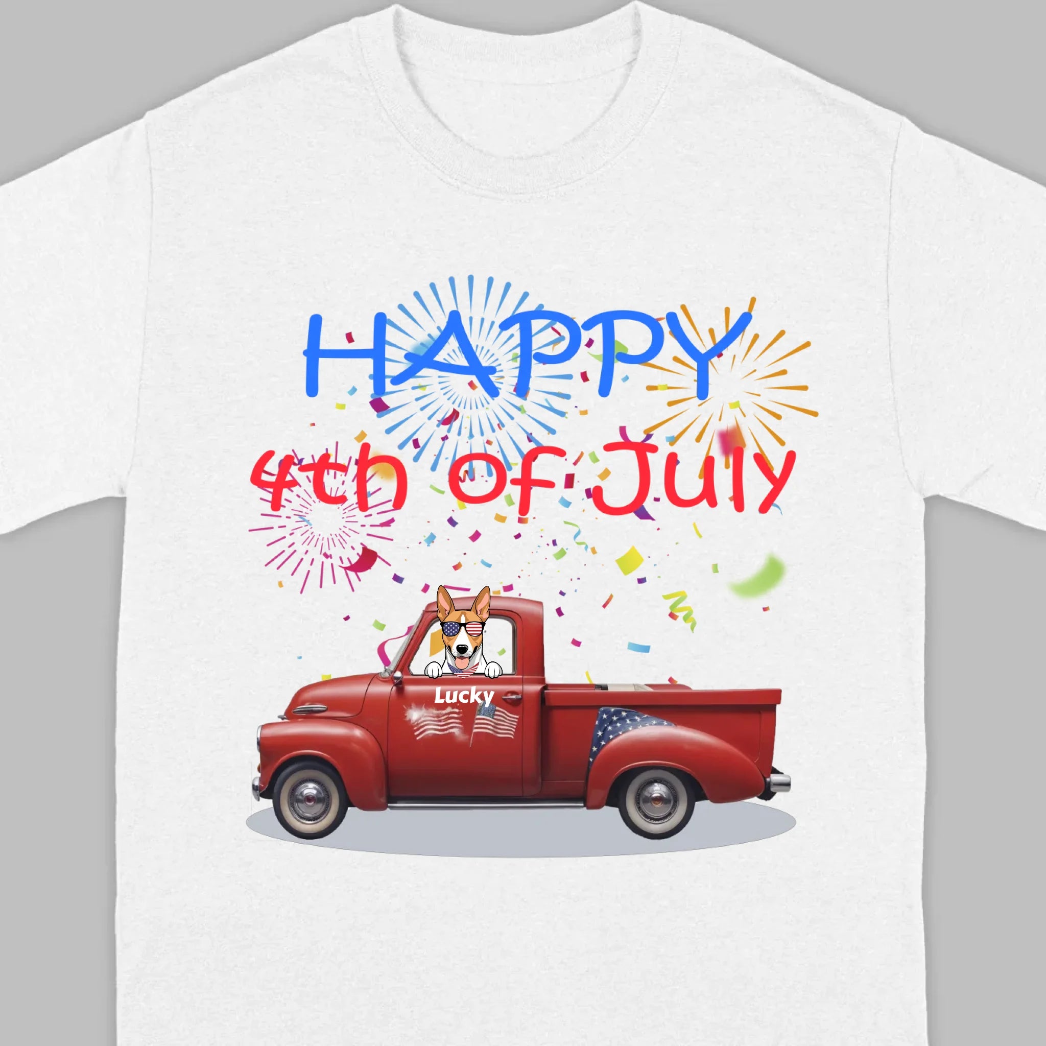 Personalized 4th of July Dog Shirt – Happy 4th of July Day Pup with Fireworks - 89Prints