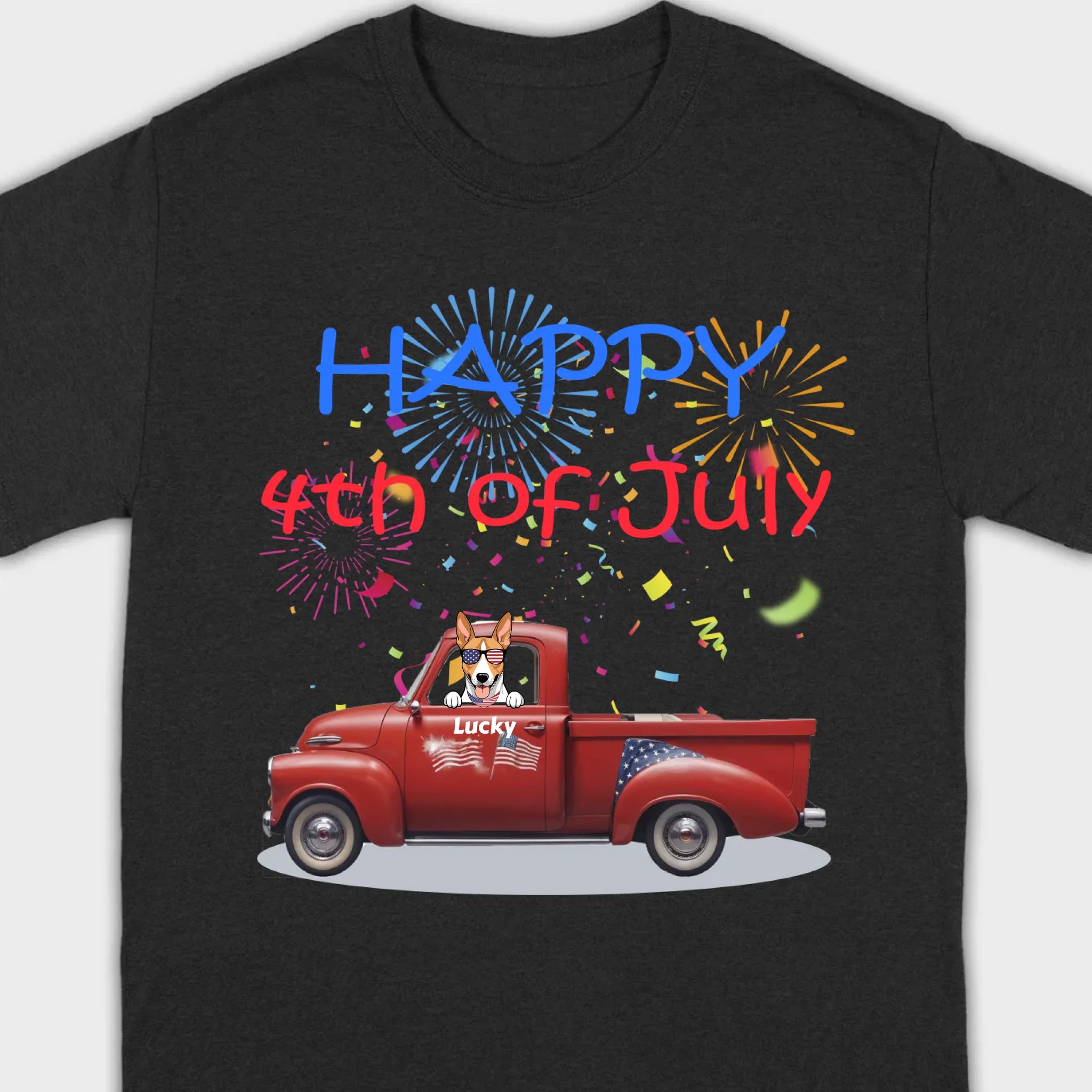 Personalized 4th of July Dog Shirt – Happy 4th of July Day Pup with Fireworks - 89Prints