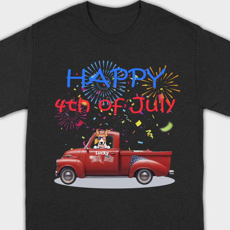 Personalized 4th of July Dog Shirt – Happy 4th of July Day Pup with Fireworks - 89Prints