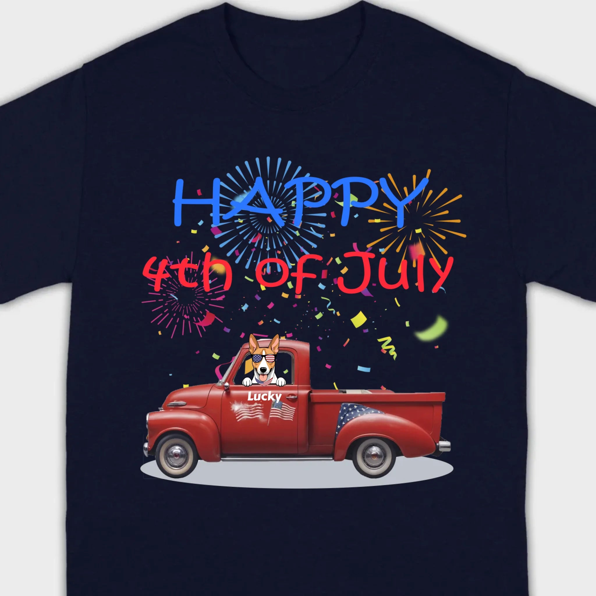 Personalized 4th of July Dog Shirt – Happy 4th of July Day Pup with Fireworks - 89Prints