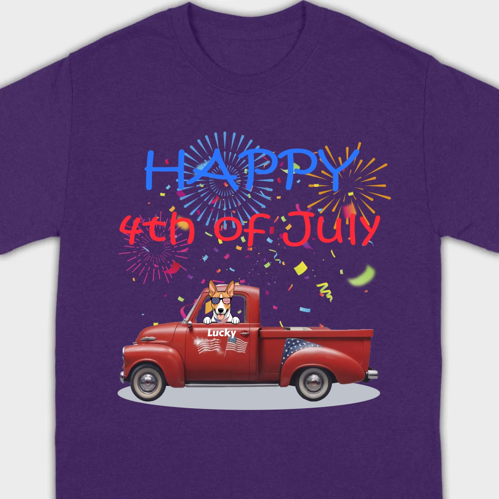 Personalized 4th of July Dog Shirt – Happy 4th of July Day Pup with Fireworks - 89Prints