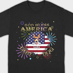 Personalized USA Flag Dog Shirt – God Bless America Fireworks Design - 89Prints