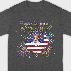 Personalized USA Flag Dog Shirt – God Bless America Fireworks Design - 89Prints