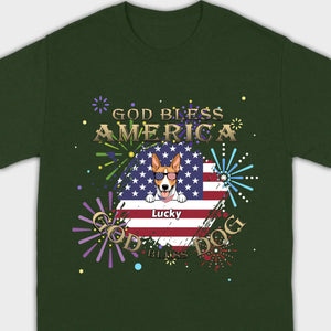 Personalized USA Flag Dog Shirt – God Bless America Fireworks Design - 89Prints