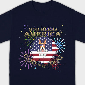 Personalized USA Flag Dog Shirt – God Bless America Fireworks Design - 89Prints
