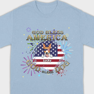 Personalized USA Flag Dog Shirt – God Bless America Fireworks Design - 89Prints