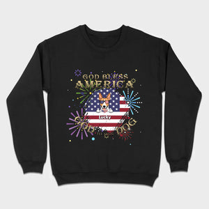 Personalized USA Flag Dog Shirt – God Bless America Fireworks Design - 89Prints