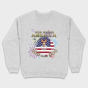 Personalized USA Flag Dog Shirt – God Bless America Fireworks Design - 89Prints