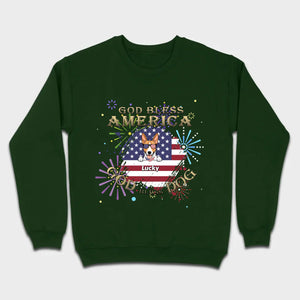 Personalized USA Flag Dog Shirt – God Bless America Fireworks Design - 89Prints