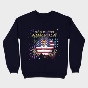 Personalized USA Flag Dog Shirt – God Bless America Fireworks Design - 89Prints