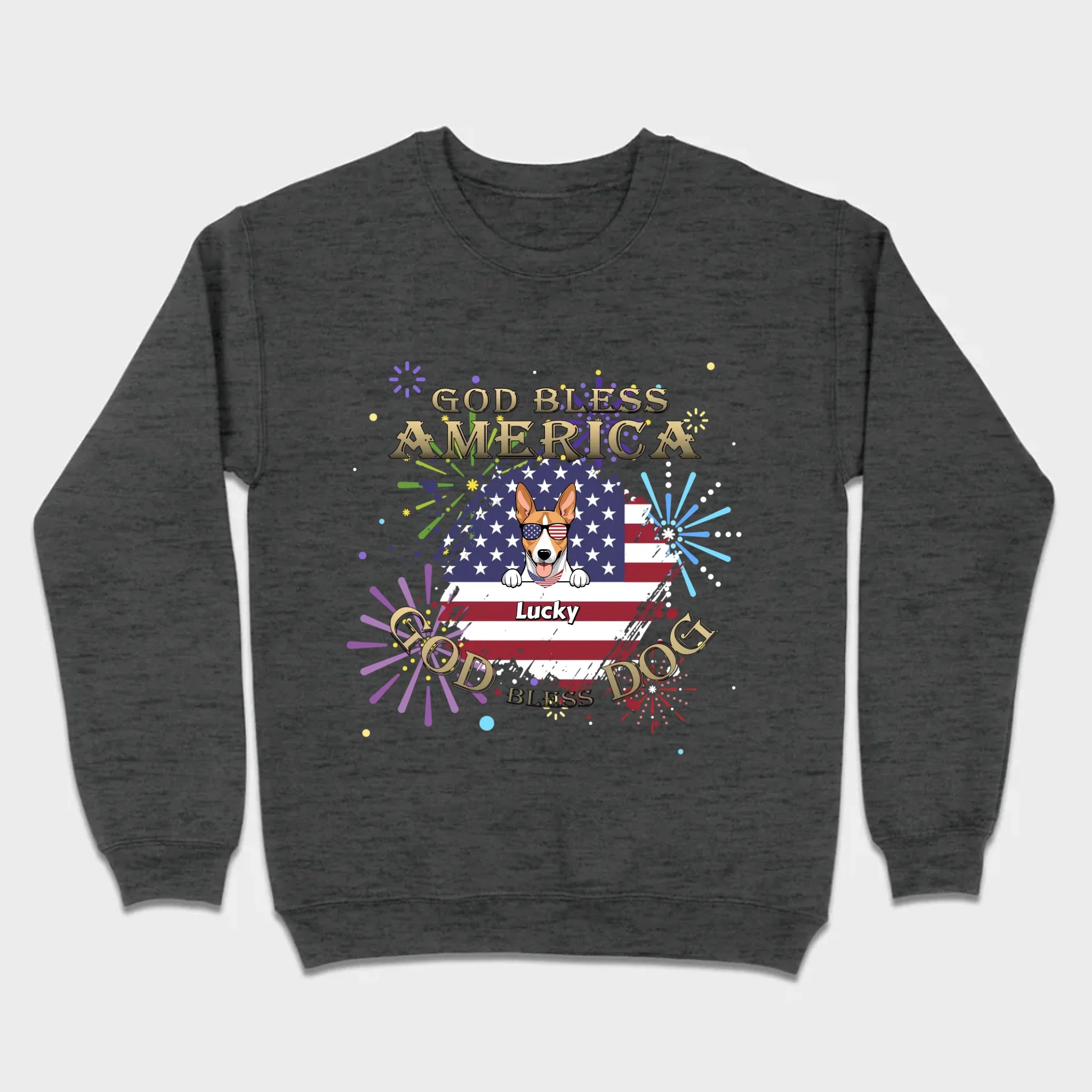 Personalized USA Flag Dog Shirt – God Bless America Fireworks Design - 89Prints