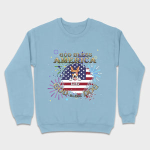 Personalized USA Flag Dog Shirt – God Bless America Fireworks Design - 89Prints