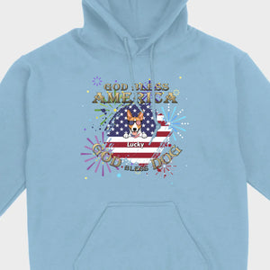 Personalized USA Flag Dog Shirt – God Bless America Fireworks Design - 89Prints